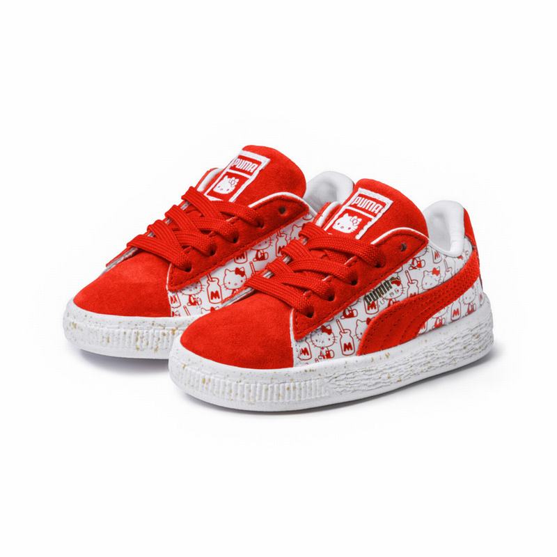 Basket Puma X Hello Kitty Suede Fille Rouge Clair/Rouge Clair Soldes 662MHCOS